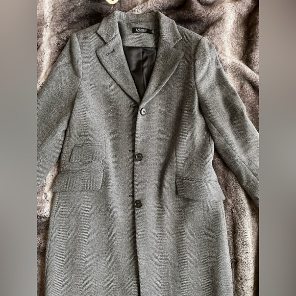 Ralph Lauren Wool mid length coat 🧥 grey/black - Picture 5 of 16